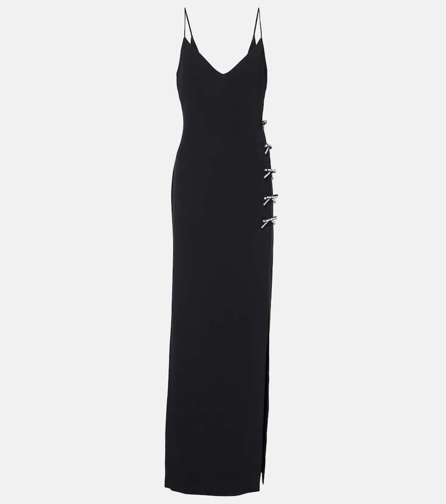 Embellished bow-detail cady gown