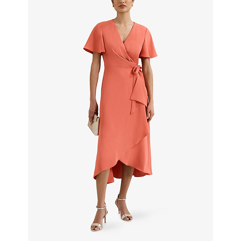 Womens Julissa Wrap-Front Woven Midi Dress