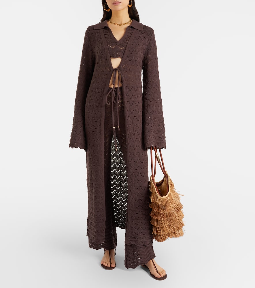 Boha pointelle cotton-blend beach cover-up