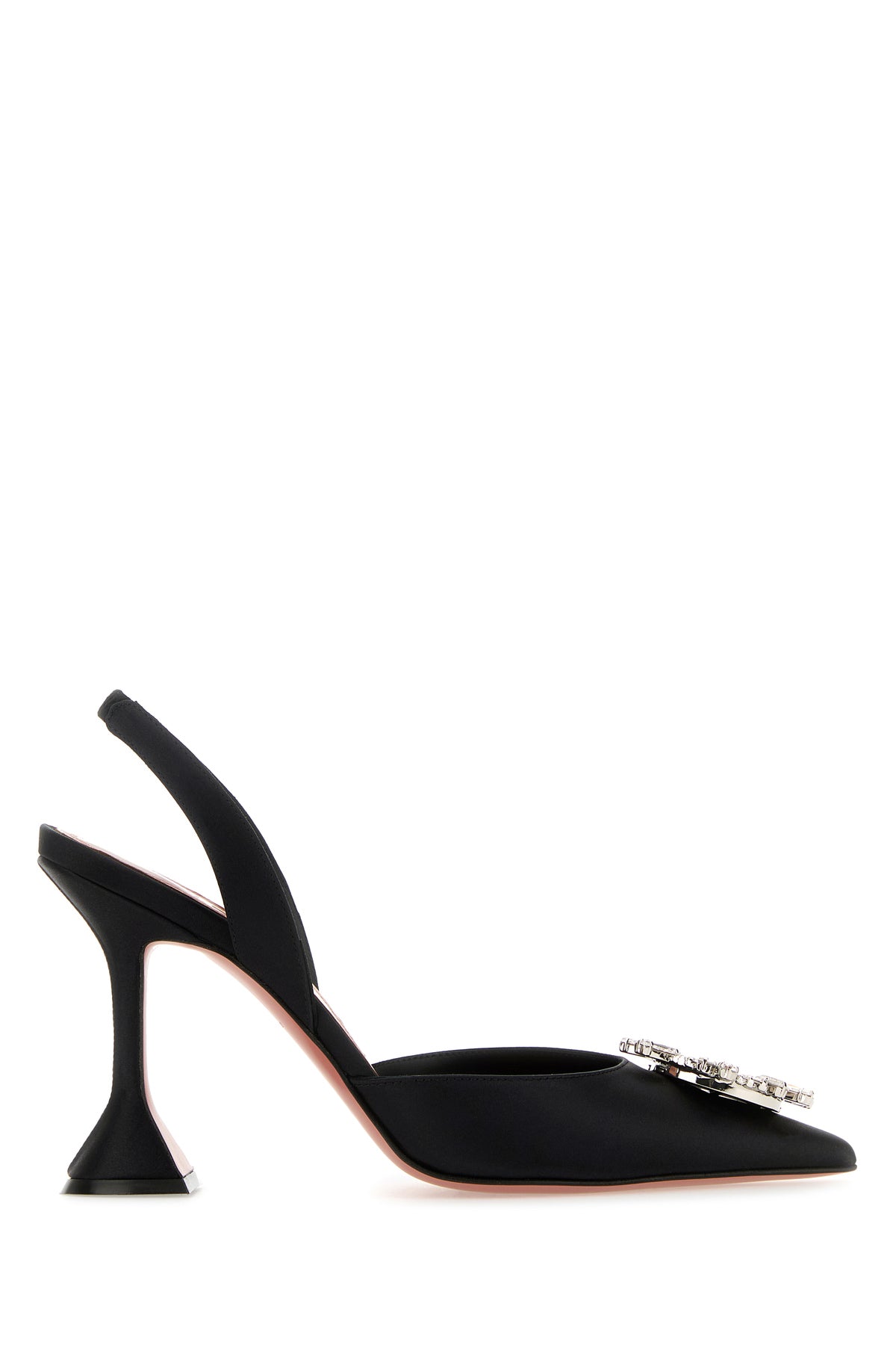 AMINA MUADDI Scarpe con tacco Begum in raso nero DONNA