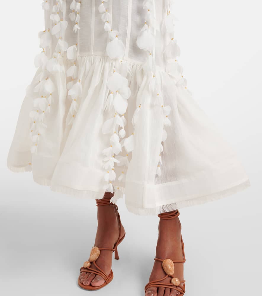 Dawning linen and silk midi dress