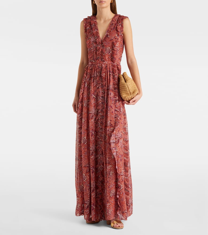 Aida ruffled silk-blend chiffon maxi dress
