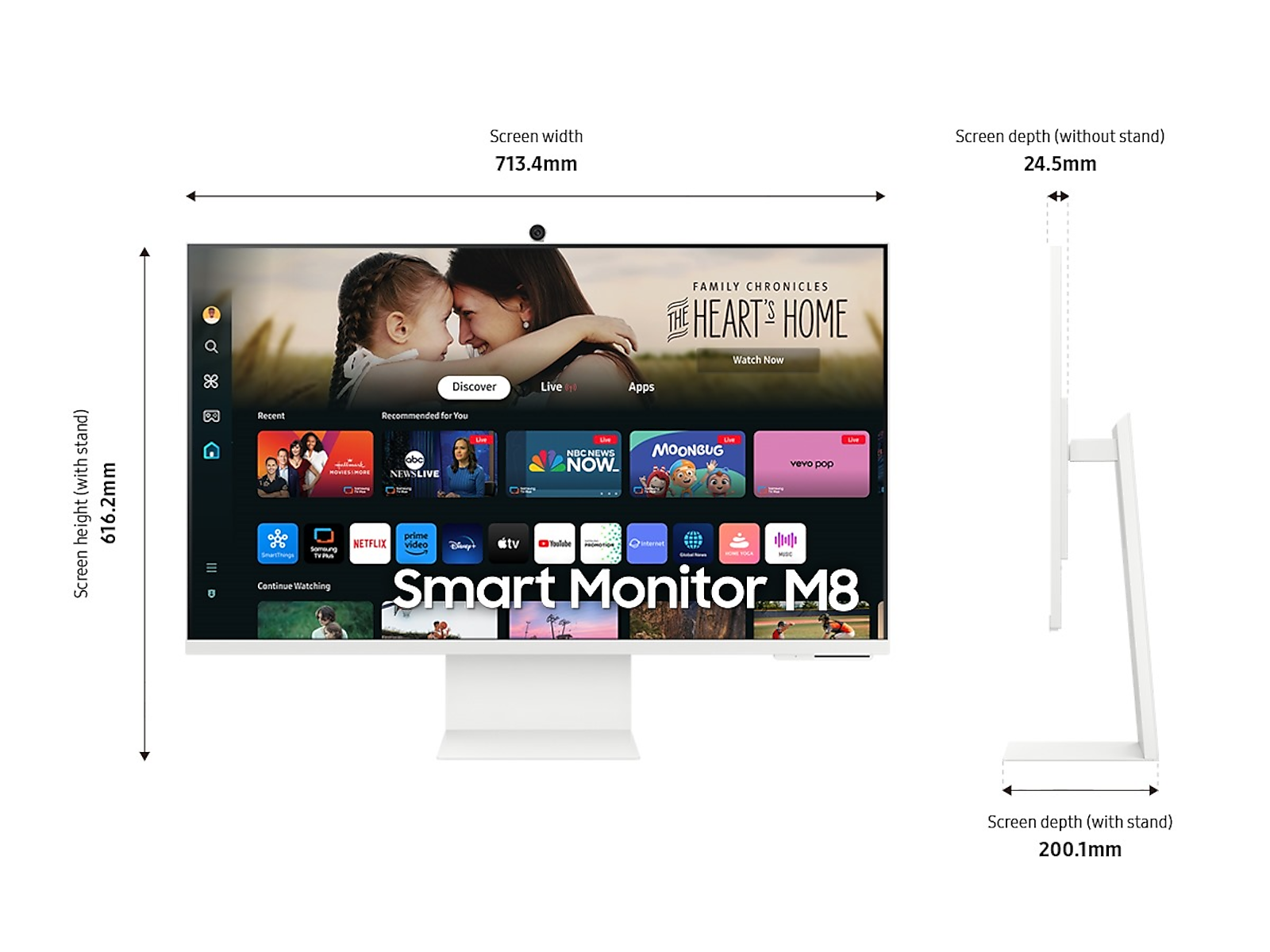 32" Smart Monitor M8 (M80D) 4K UHD with Streaming TV, Speakers, USB-C, Ergonomic Stand and SlimFit Camera(LS32DM801UNXZA)