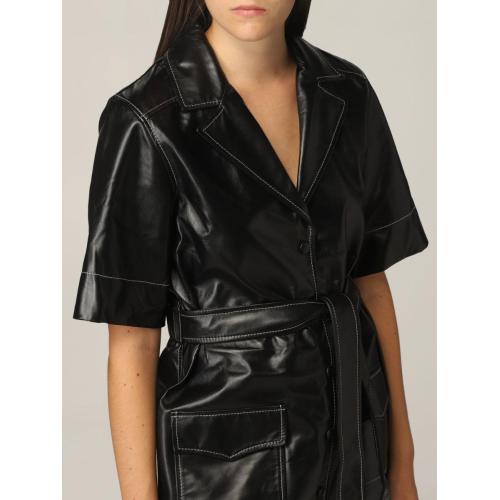 Leather shirt minidress - Black