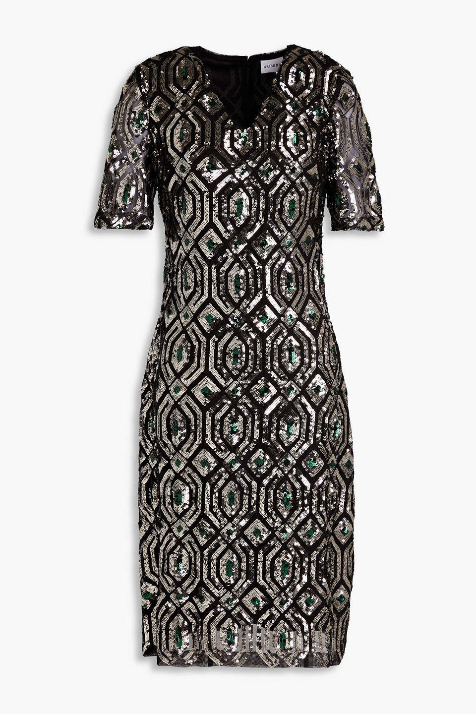 Sequined tulle midi dress - Black - UK 6