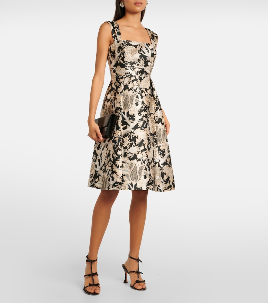 Floral jacquard midi dress