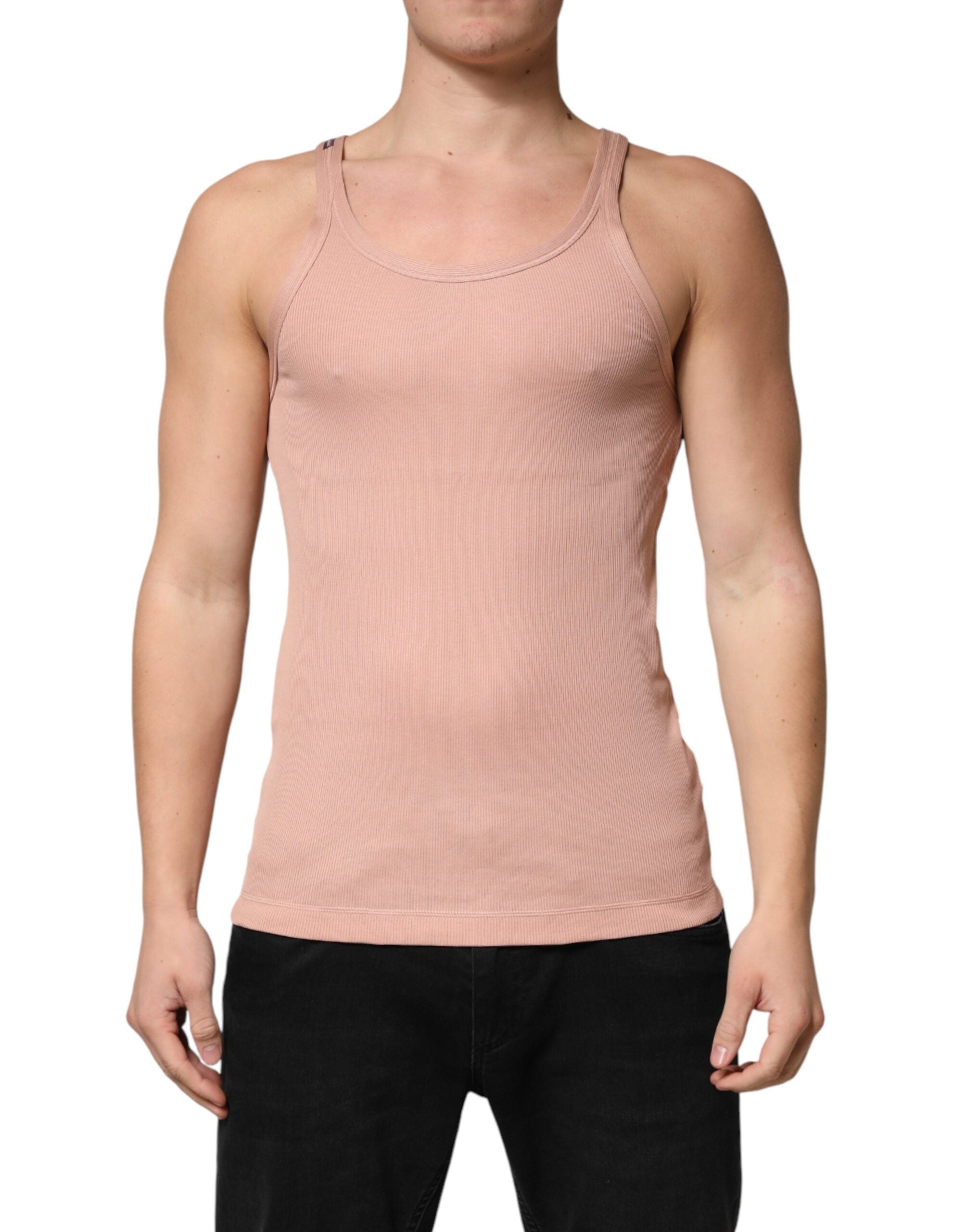 Cotton Ribbed Tank Top — Pink