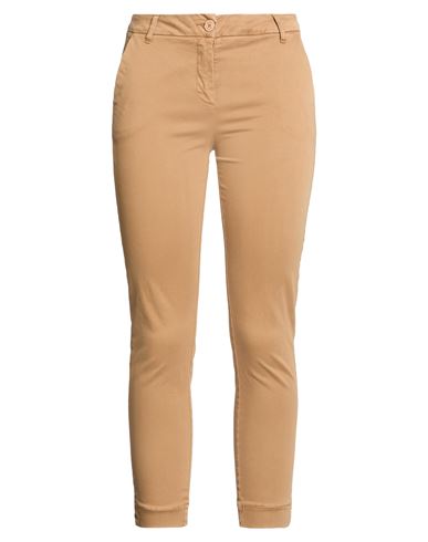 Woman Pants Light brown Size 6 Cotton, Elastic fibres
