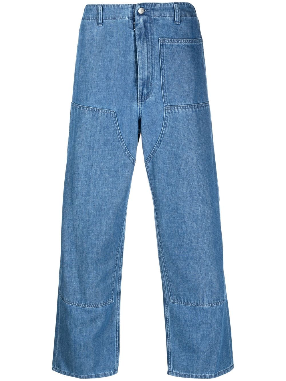 Elasticated-waist wide-leg trousers - Blue