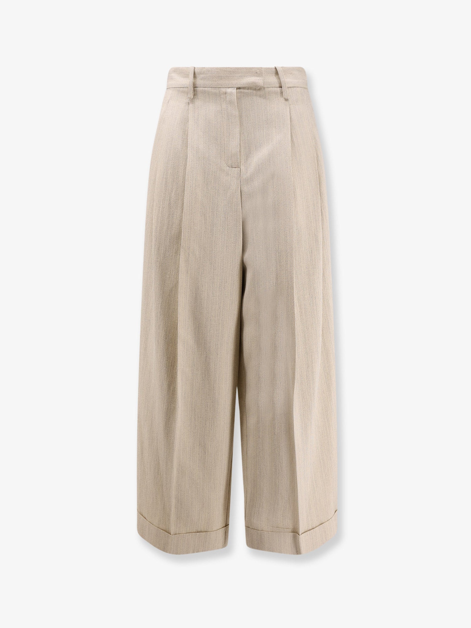 Viscose-Linen Trousers — Beige