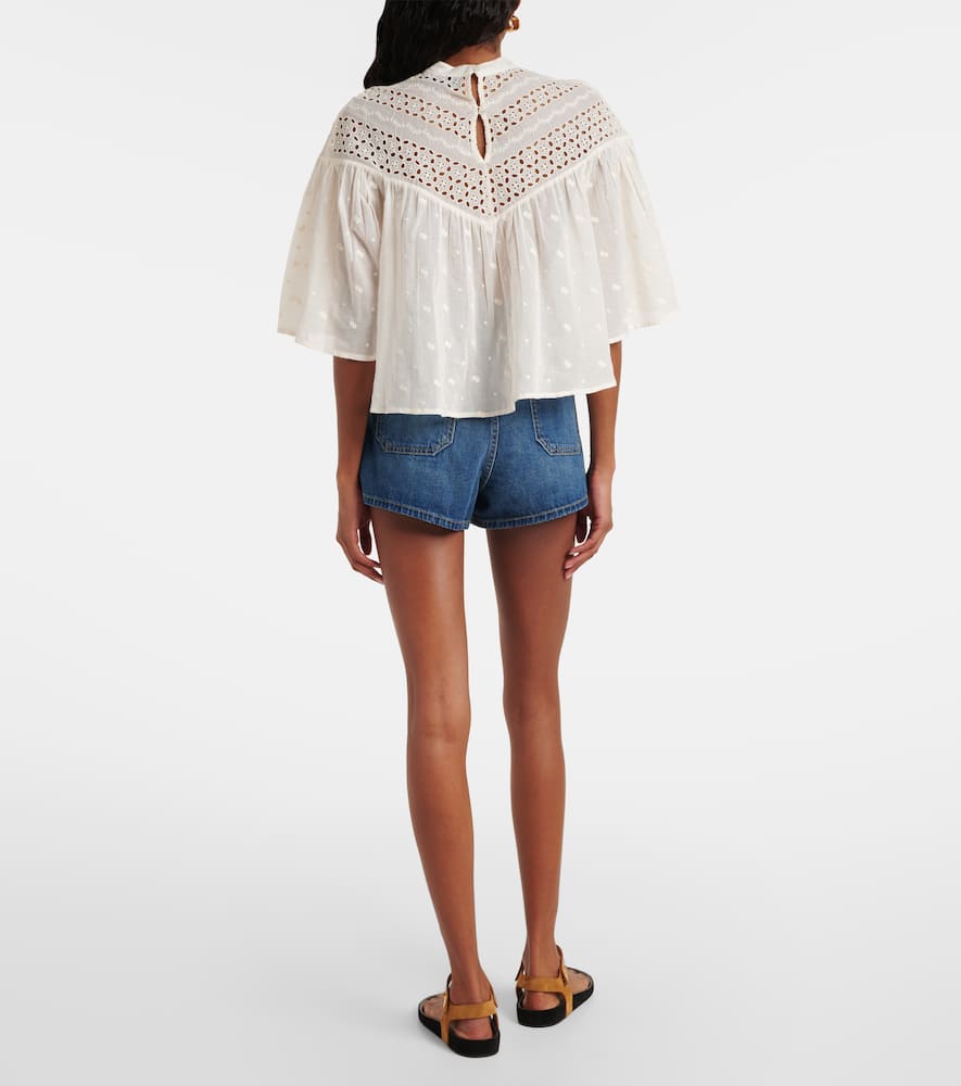 Nili Lotan Mikki embroidered cotton voile top