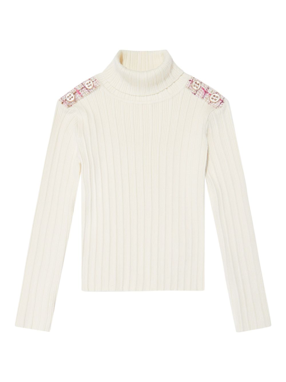Button-detail knitted jumper - White