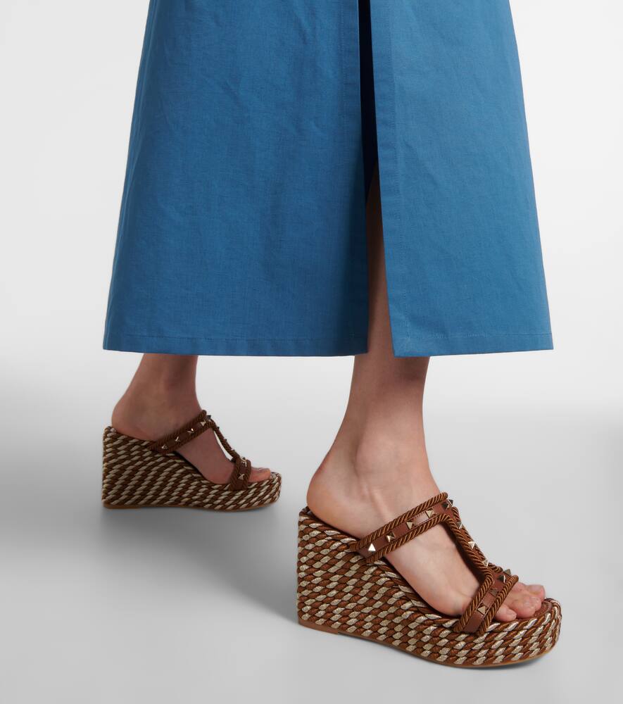 Valentino Garavani Rockstud leather wedge espadrilles