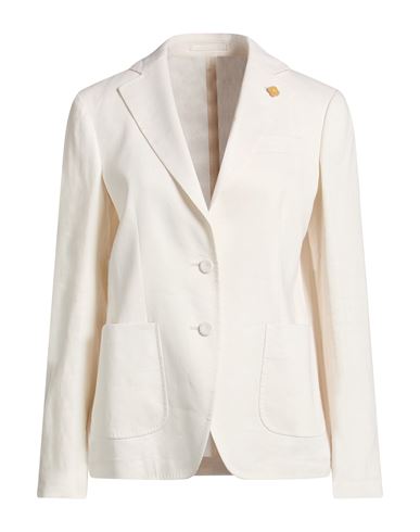 Woman Blazer Ivory Size 10 Linen, Viscose, Elastane