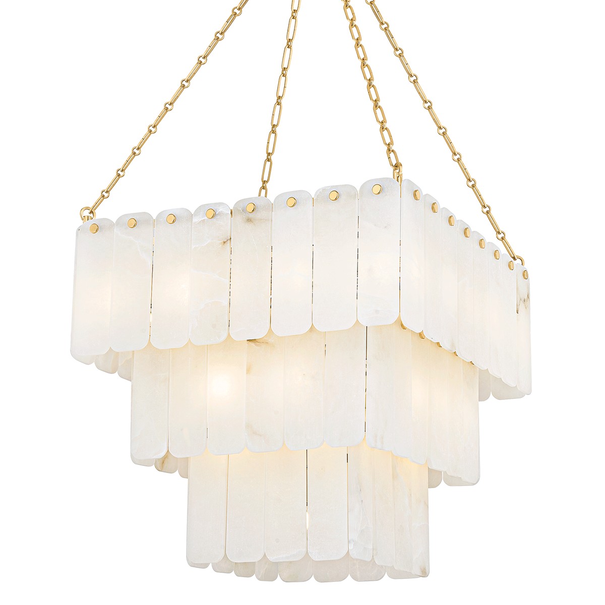 Aged Brass 33 Light Chandelier from the Moissanite Collection