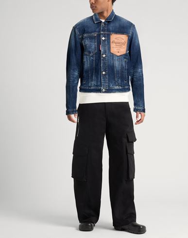 Man Denim outerwear Blue Size M Cotton, Elastane