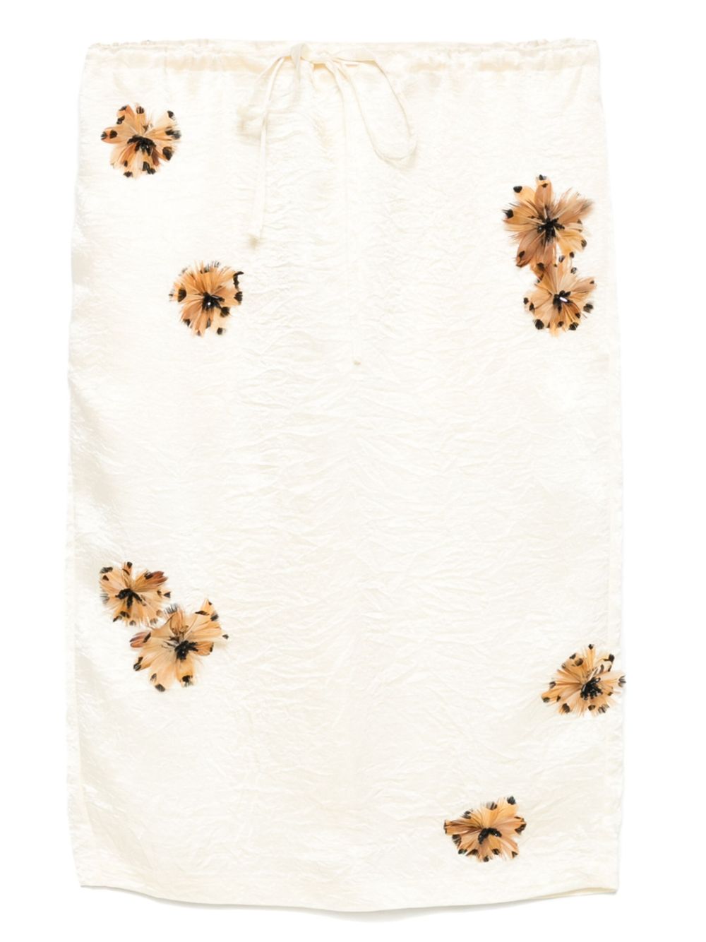 Floral-appliqué skirt - Neutrals