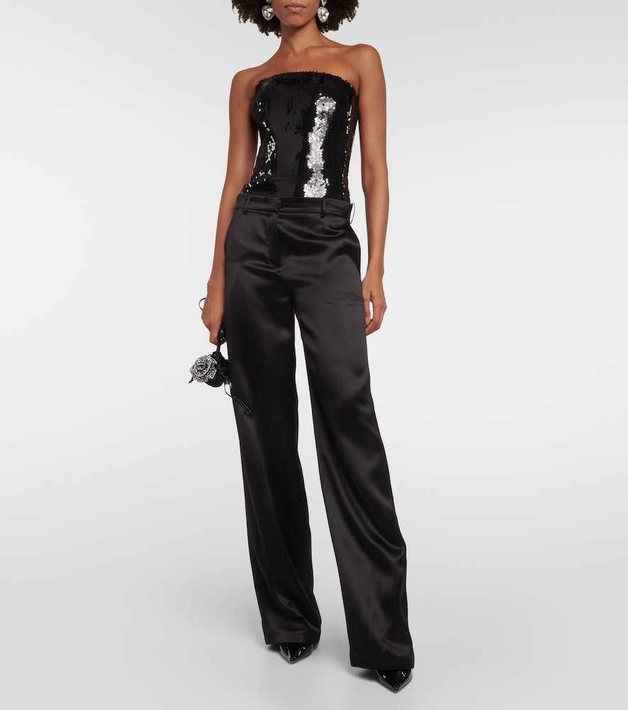 Sequined strapless bodysuit