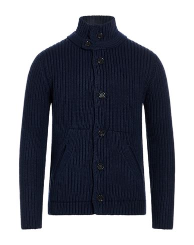 Man Cardigan Midnight blue Size M Merino Wool, Polyamide