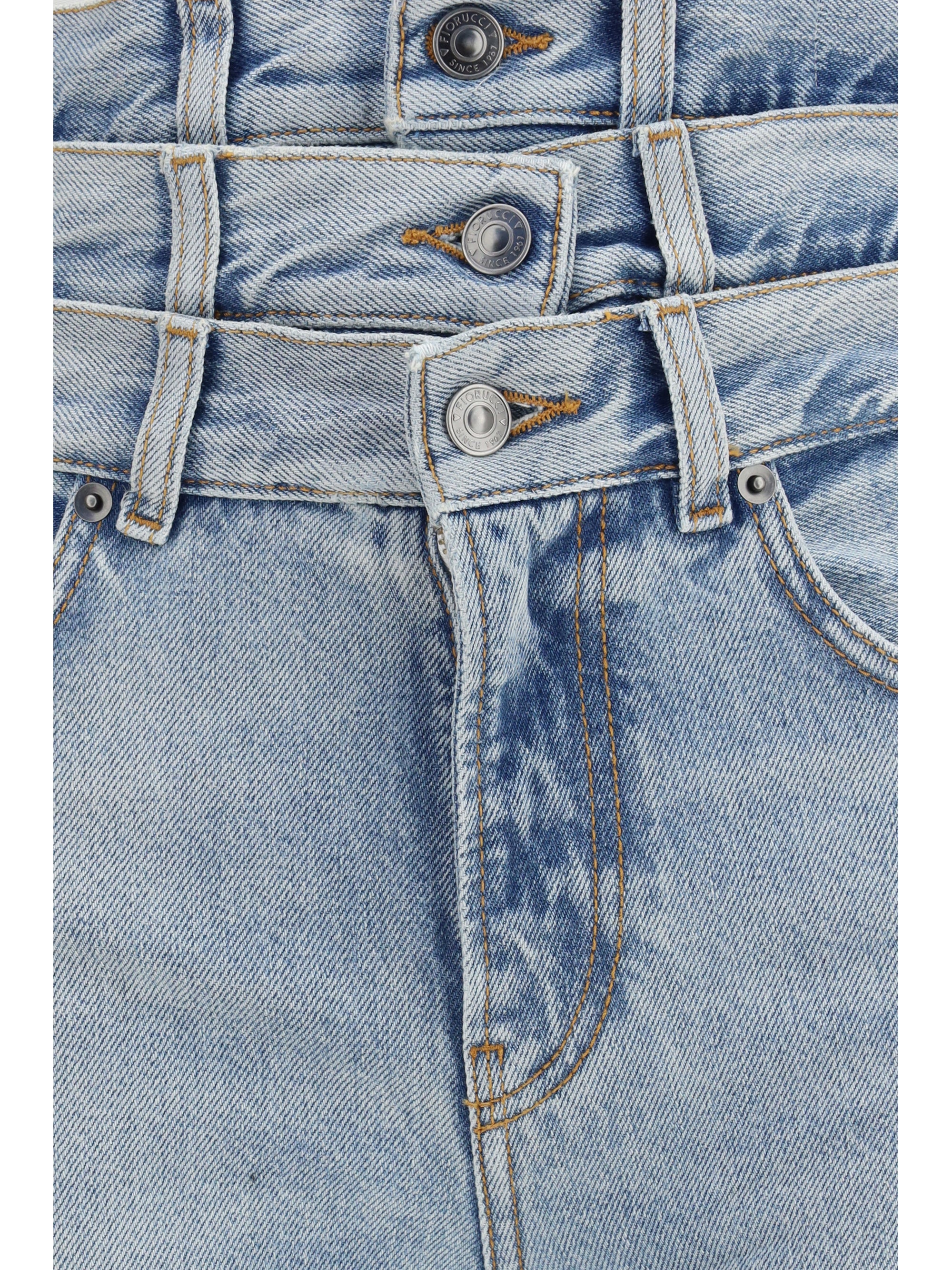 Triple-Layer Waist Jeans — Blue
