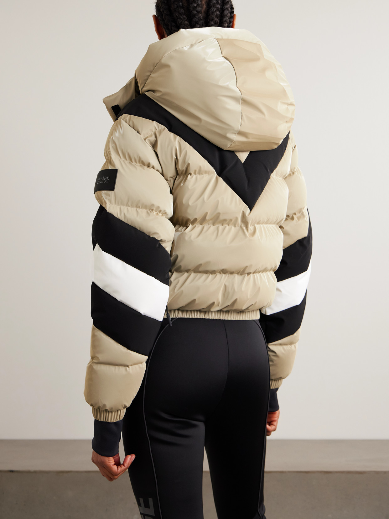 Kairi Hooded Cropped Quilted Down Ski Jacket - Taupe