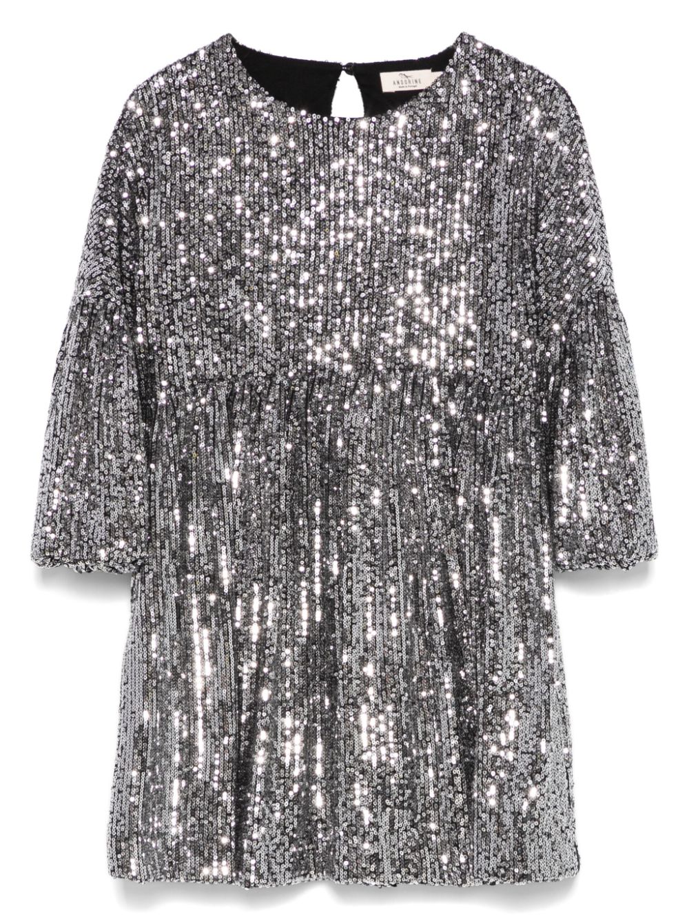 Sequined puff-sleeve dress - Black