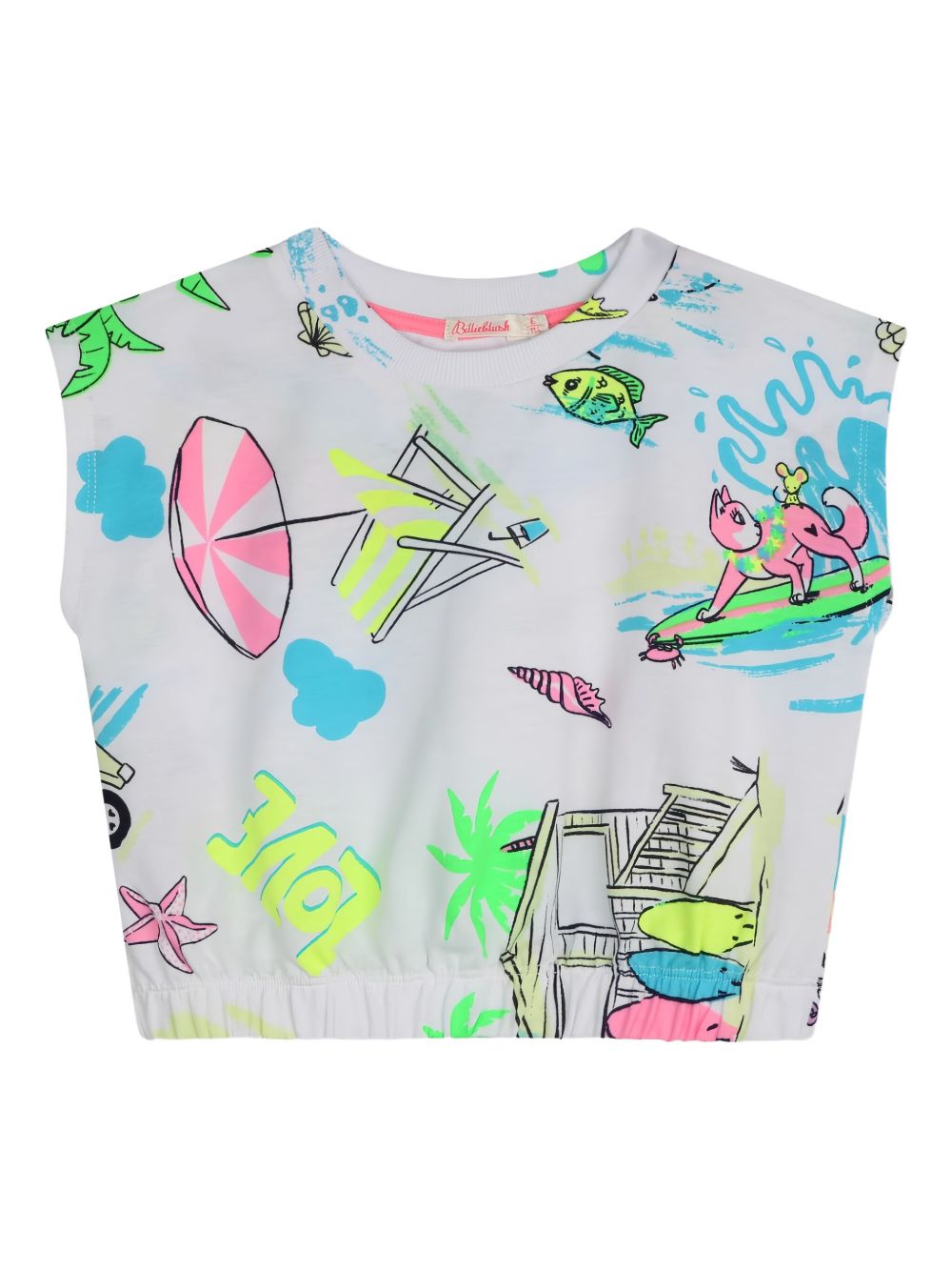 Graphic-print cropped top - White