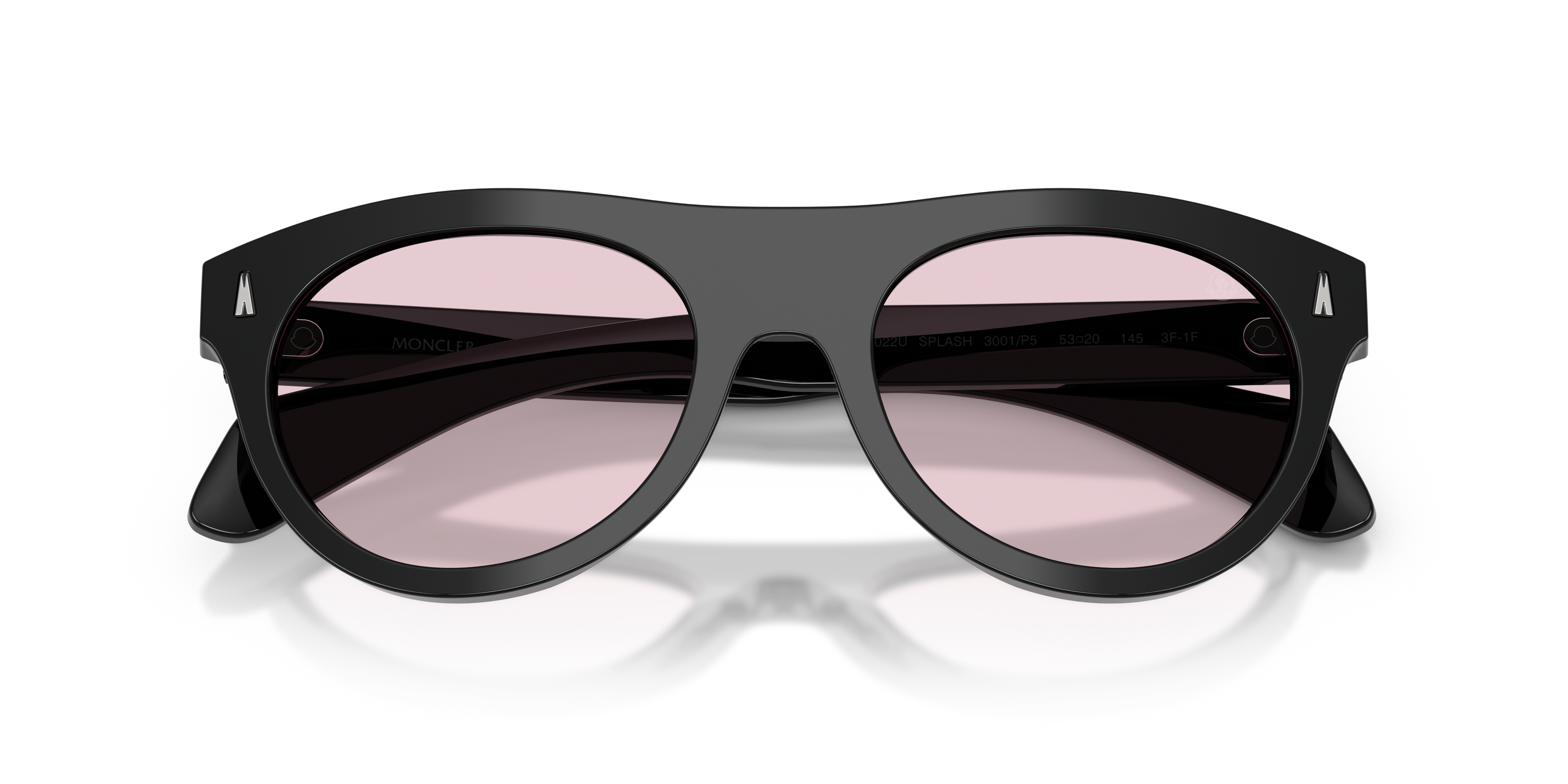 Moncler Uniseks Moncler ME6022U SPLASH 3001P5 Zonnebrillen Acetaat Zwart Roos Rotonde Fotochroo