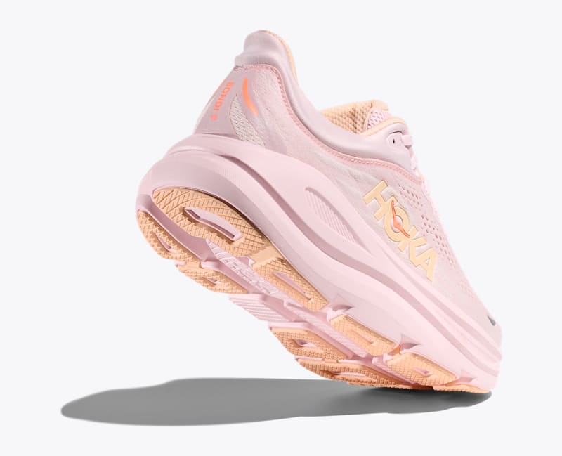 HOKA Women's Bondi 9 Shoes in Lilac Cream/Tangerine Glow