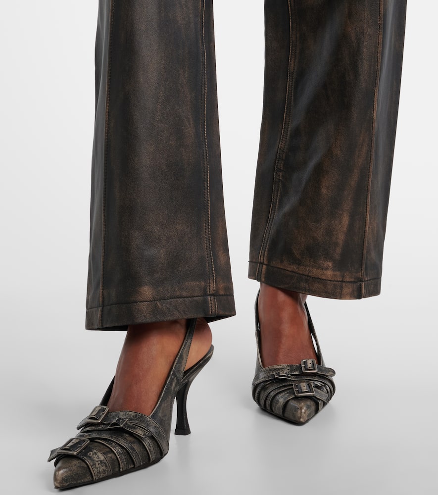 High-rise leather wide-leg pants