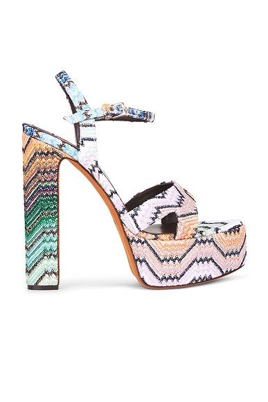 Missoni Angela Platform Sandal in Lurex Wave Evening Blue - Pink,Green. 41 also in