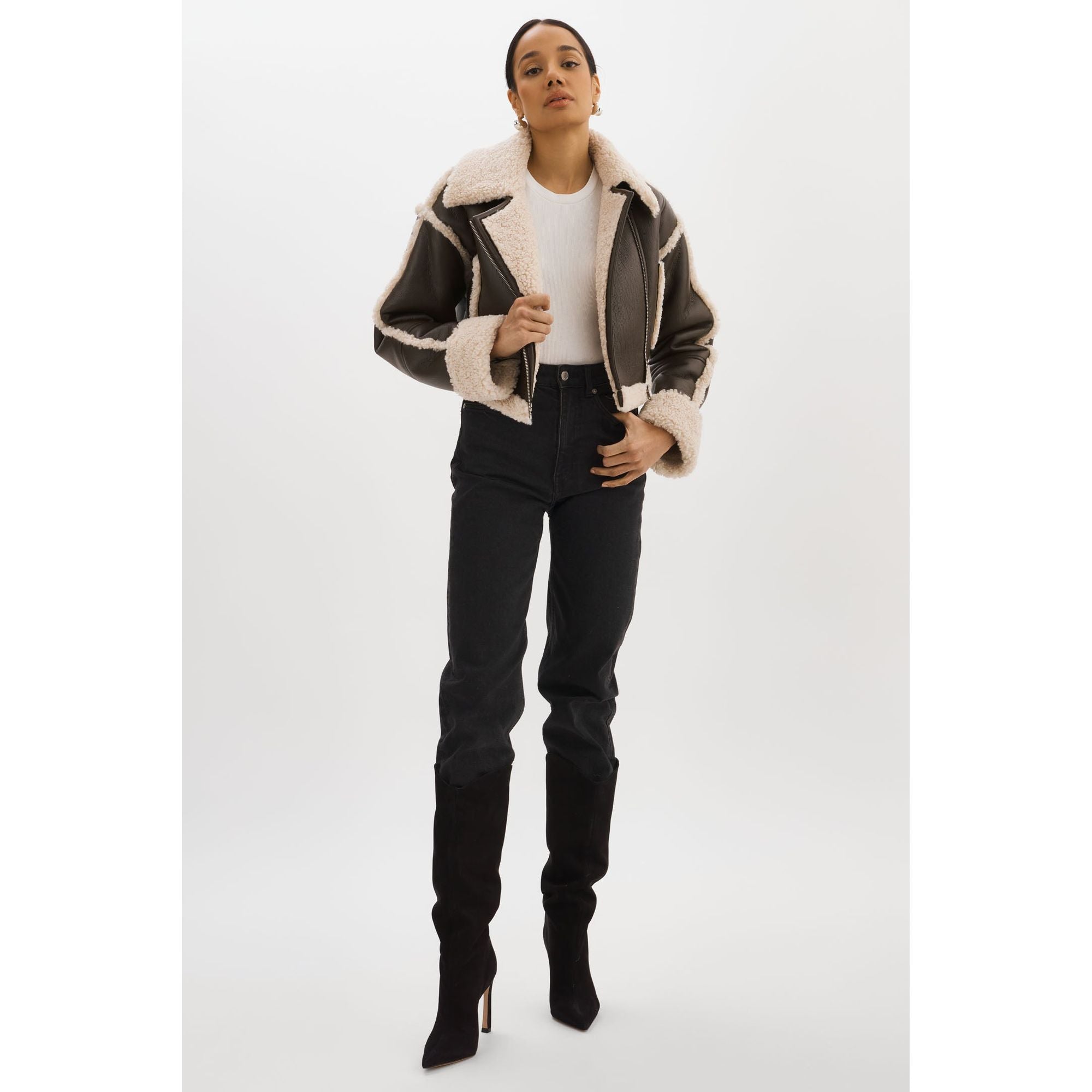 Adrina Faux Shearling Crop Jacket