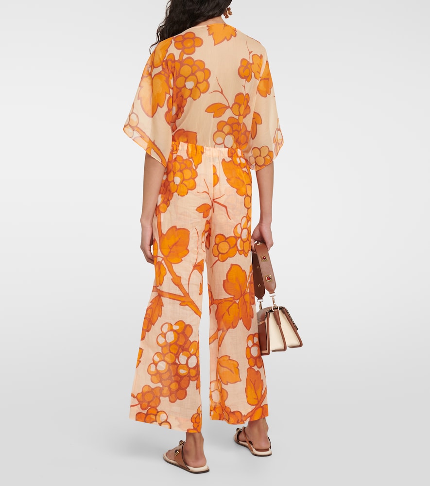 Printed ramie pants