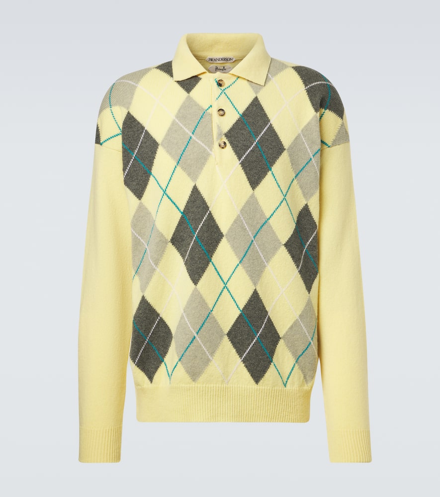 Argyle wool polo sweater