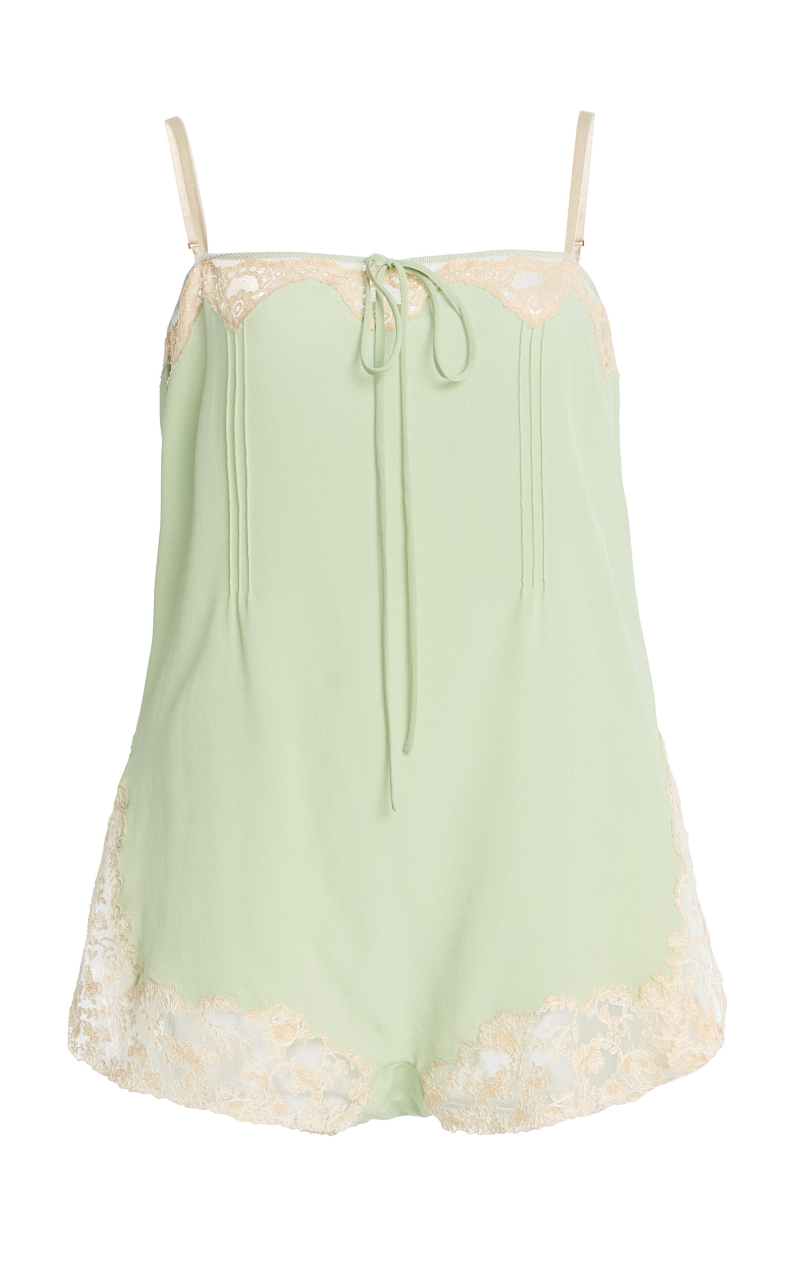 Lace-Trimmed Silk Crepe de Chine Romper - Moda Operandi