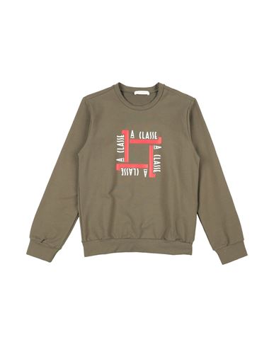 Kid Boy Sweatshirt Military green Size 10 Cotton, Elastane
