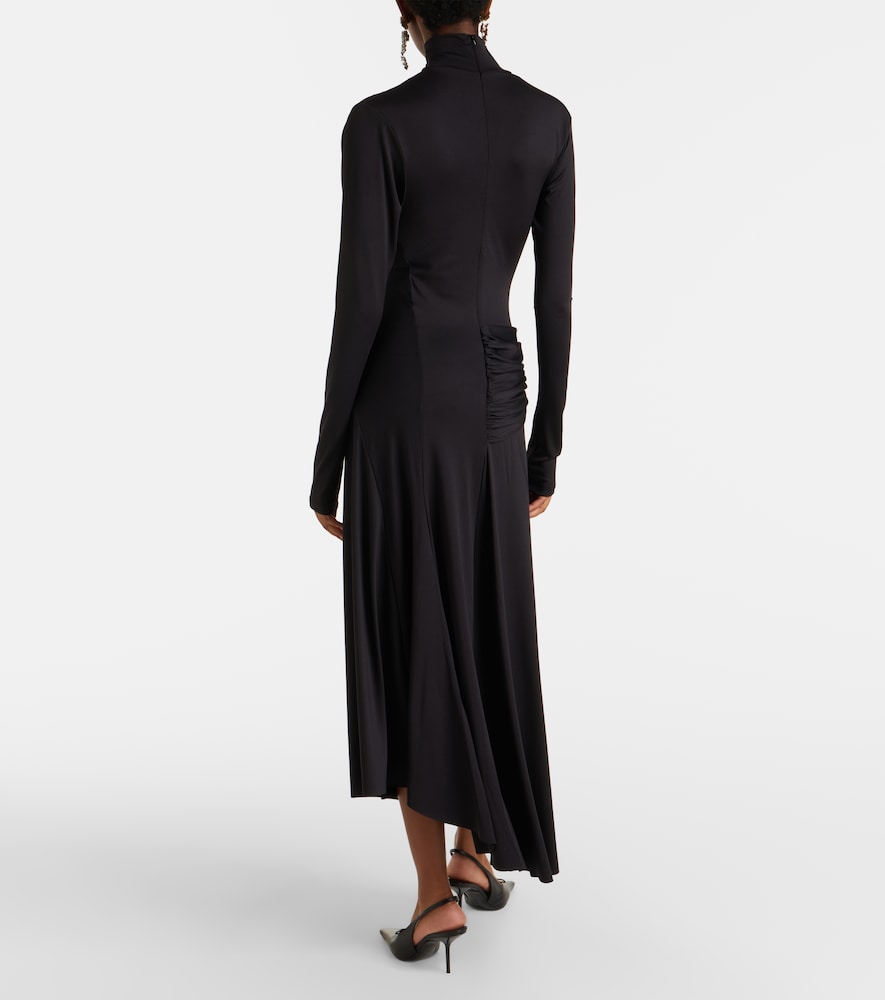 Gathered turtleneck midi dress