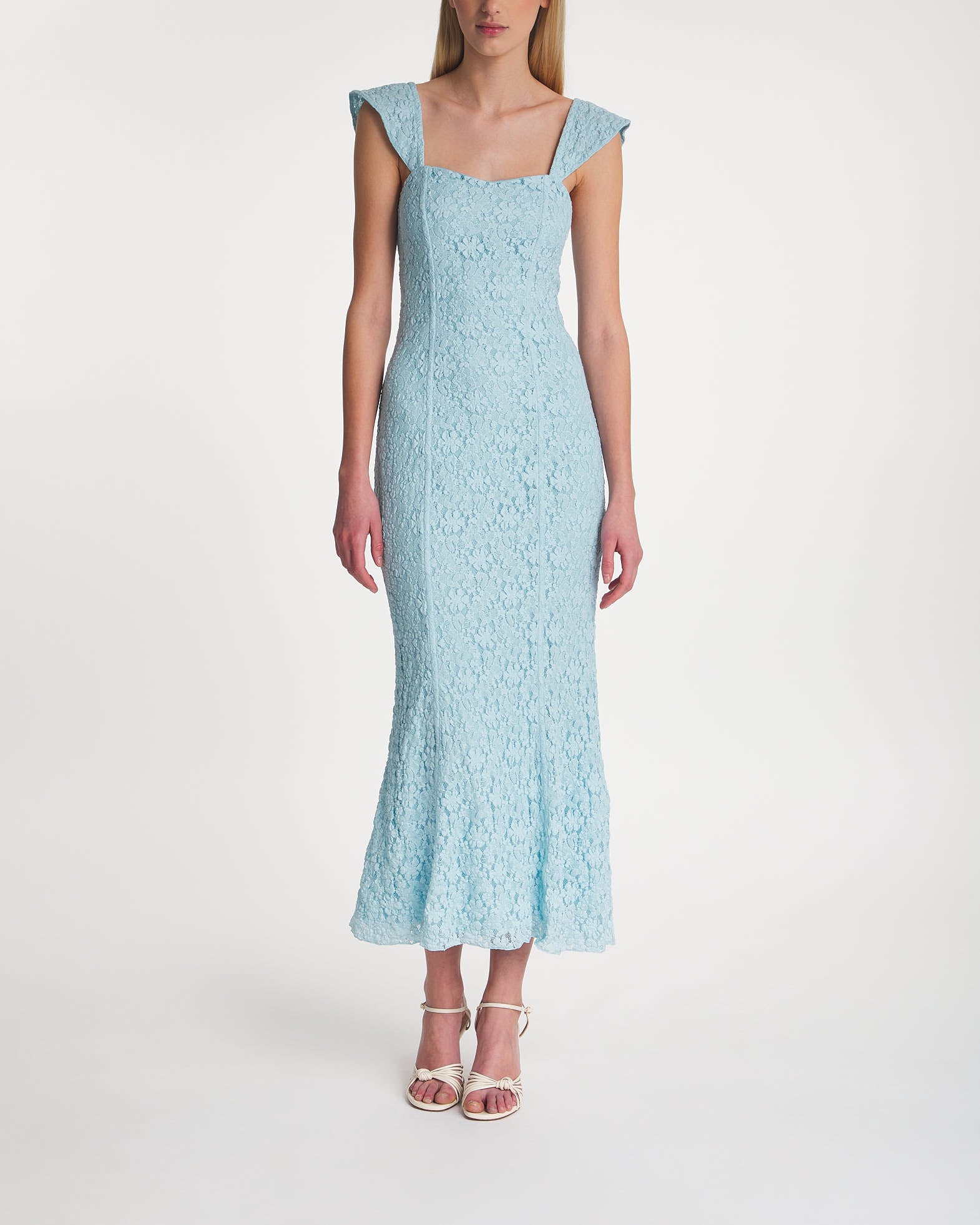 Rotate Dress Lace Wide Strap Light blue