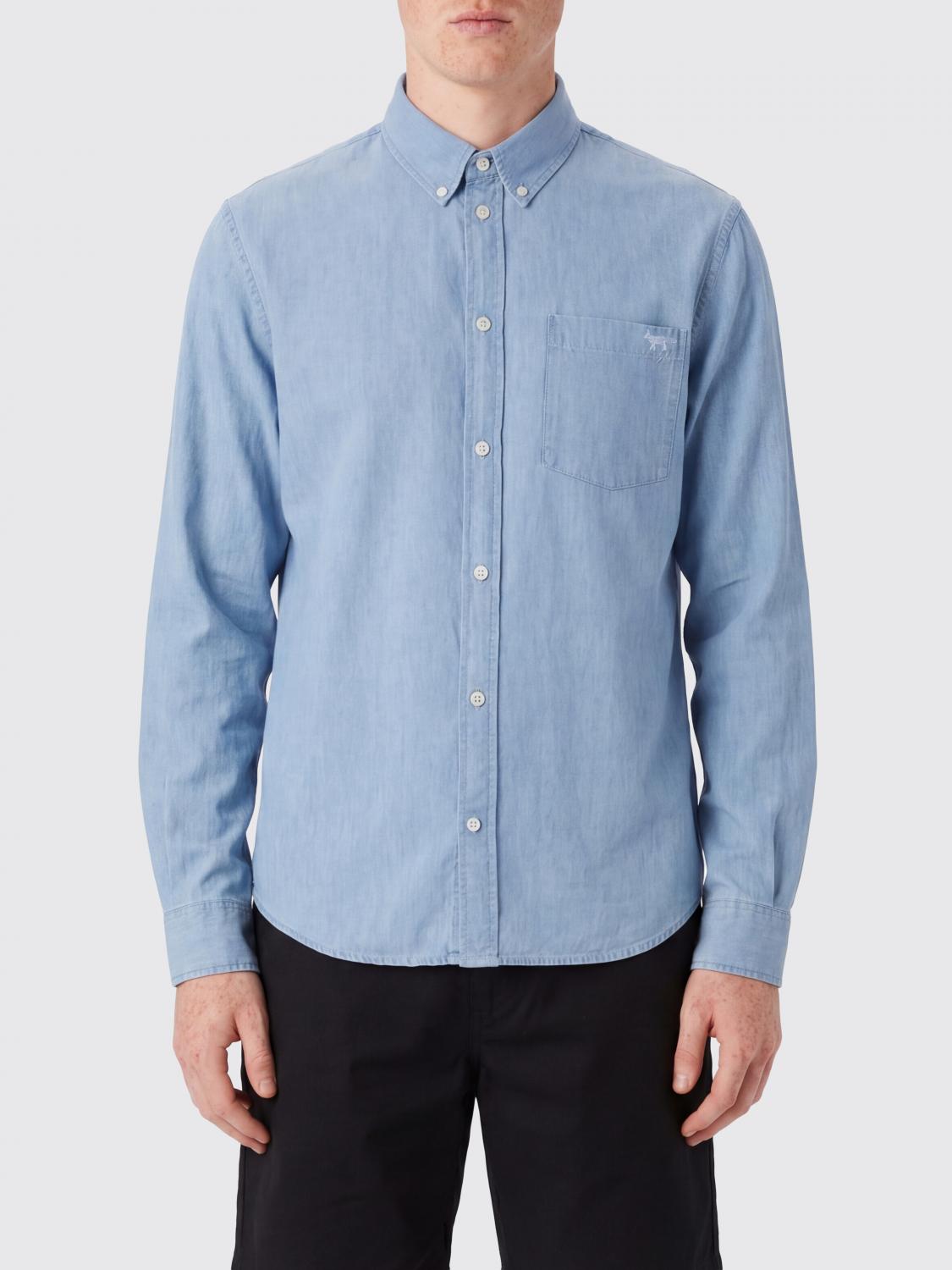 MAISON KITSUNÉ Shirt Men color Gnawed Blue