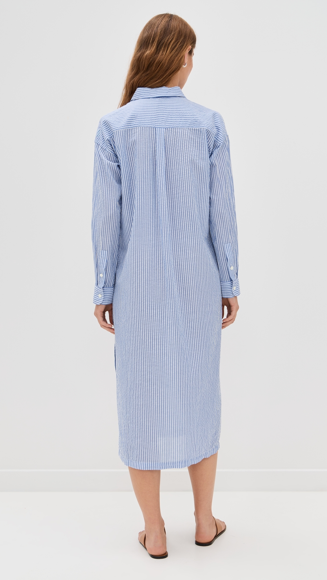 Kerry Shirtdress In Seersucker Stripe Blue/White