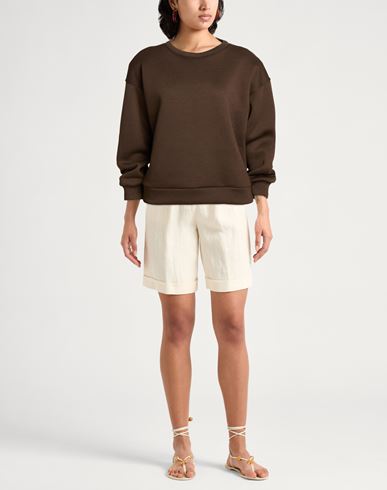 Woman Sweatshirt Chocolate brown Size M Polyester