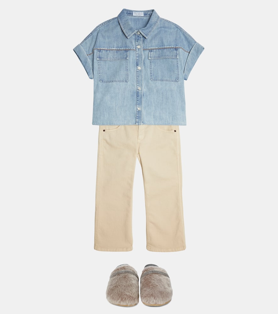 Brunello Cucinelli Kids Embellished denim shirt