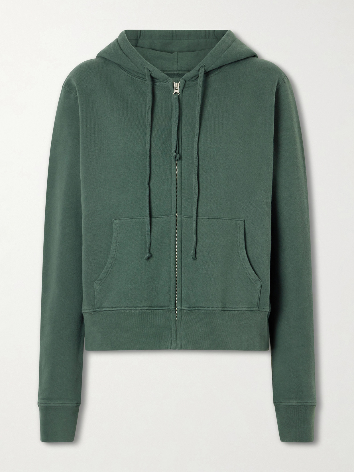 Cotton-jersey Zip-up Hoodie - Green