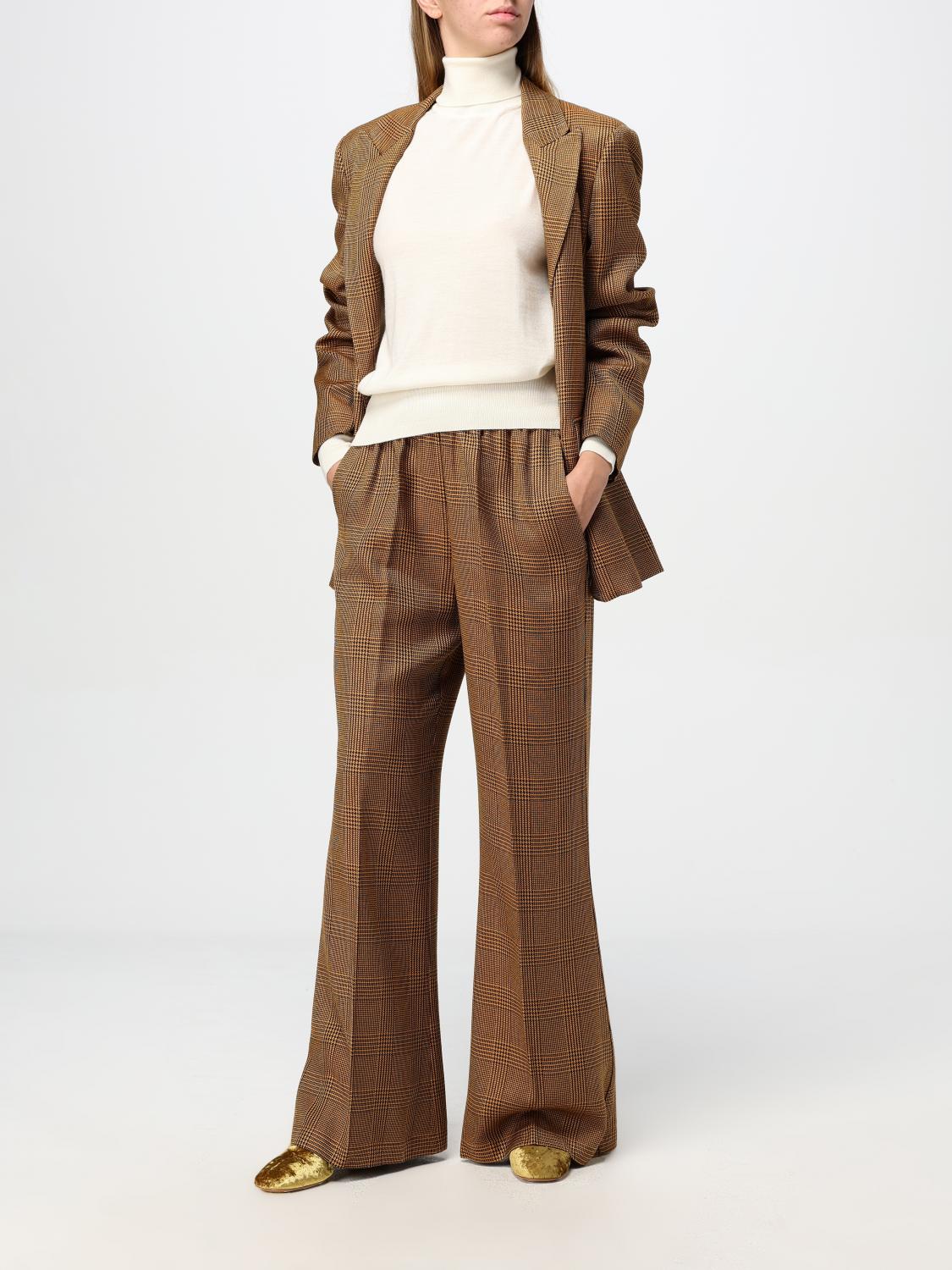Single-breasted checked blazer - Brown
