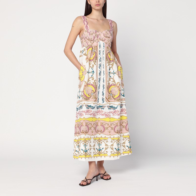 Linen-blend dress with nautical print