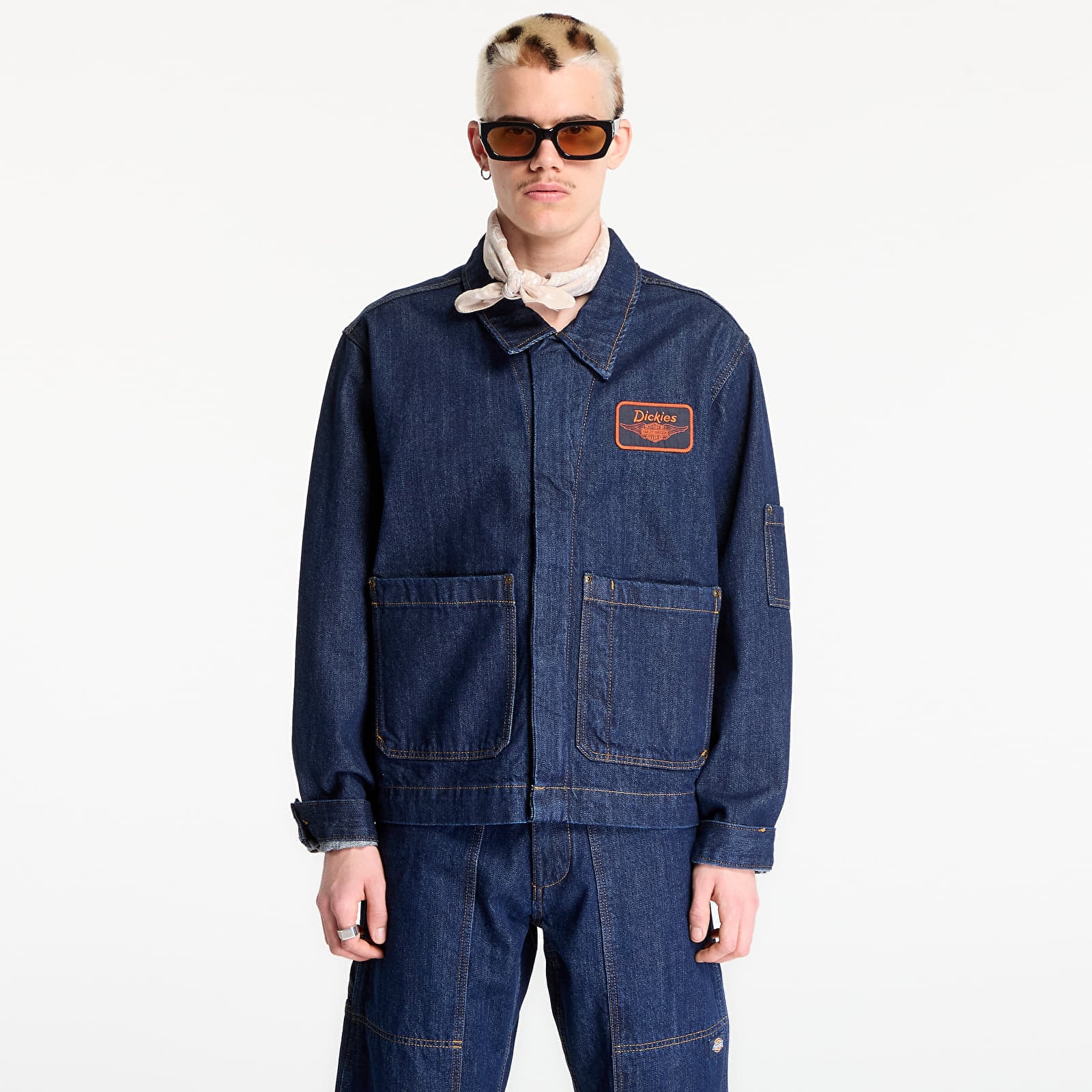 Jacket Dickies x Harley Davidson M X Hoodie Denim Jacket Blue