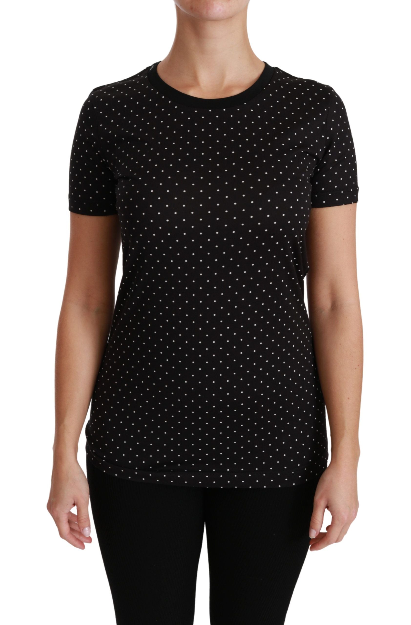 Dotted Cotton T-Shirt — Black