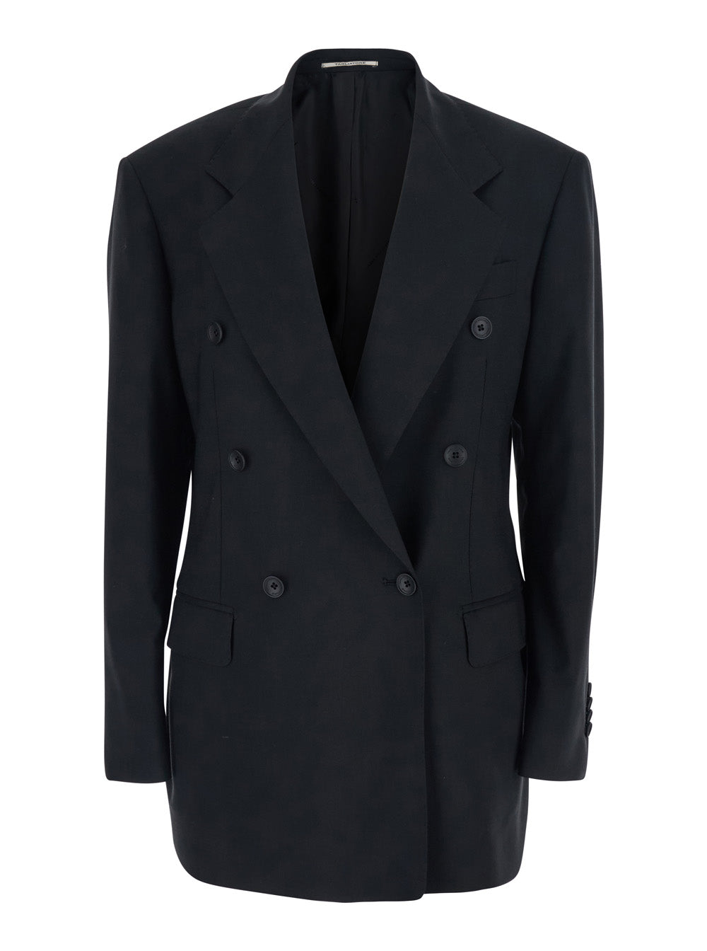 Double-Breasted Virgin Wool Blazer — Black