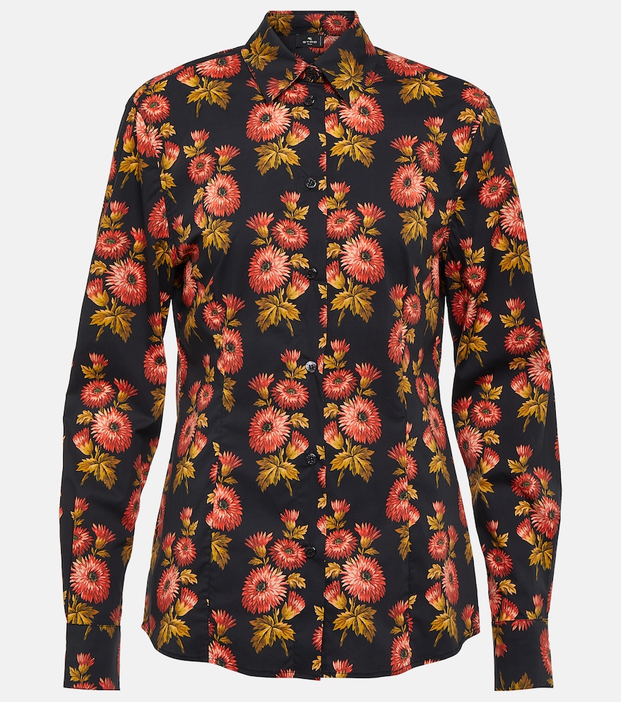 Floral cotton-blend shirt