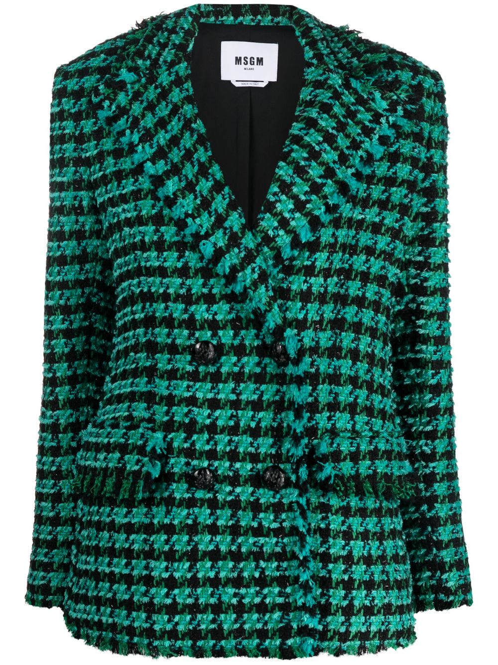 Tweed houndstooth double-breasted jacket - Green